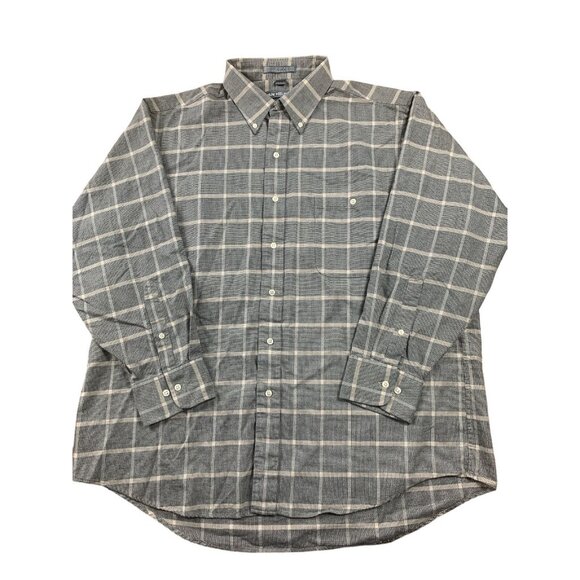 Van Heusen Mens Top Button Up Long Sleeve Gray Plaid Dress Shirt Size 17.5 32/33 - Picture 9 of 14